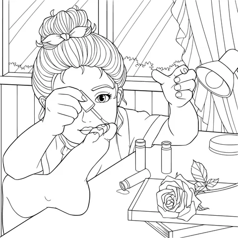 Girl painting her own nails