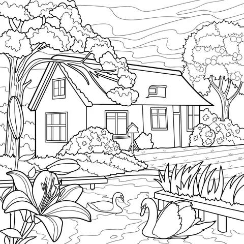 Cottage by the Rural Lake