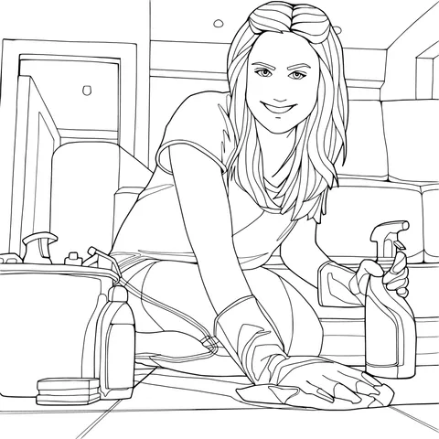 Woman cleaning