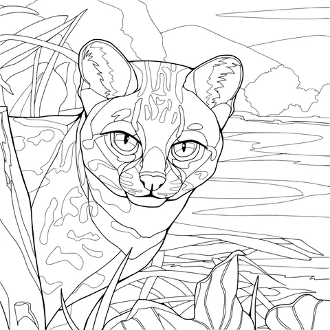 Leopard cat in the riverside grass