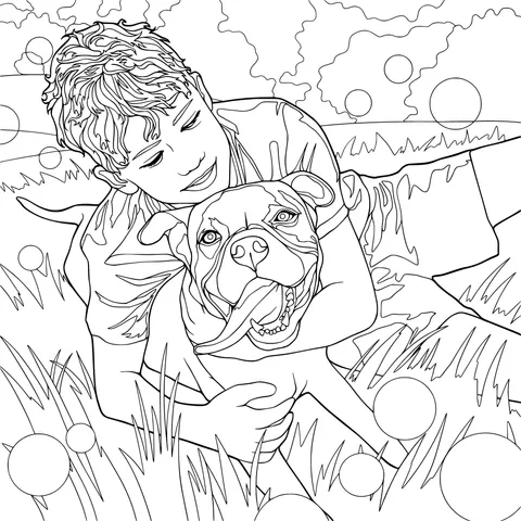 Warm moment between a boy and his dog