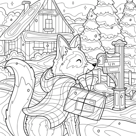 Fox Delivering a Package on a Snowy Night