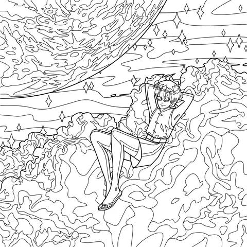 A Girl Resting under the Moon