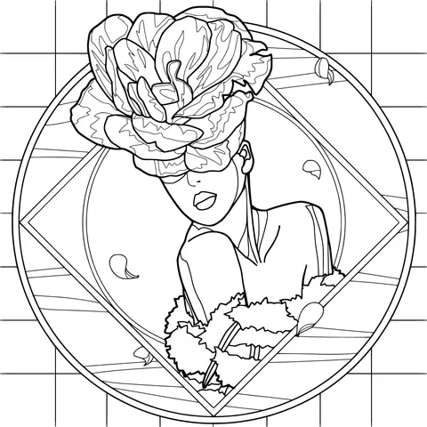 Elegant Lady with a Floral Headdress