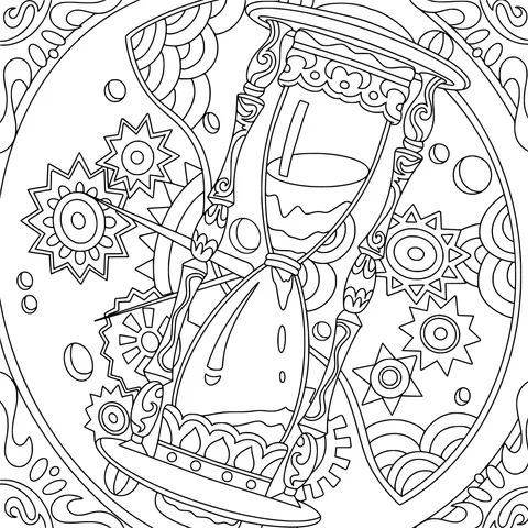 Vintage - style Hourglass and Gear Pattern