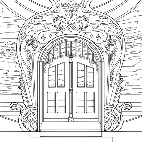Ornately Decorated Red Double - Doors