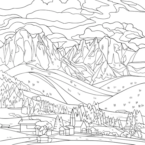 Beautiful Scenery of a Mountain Village