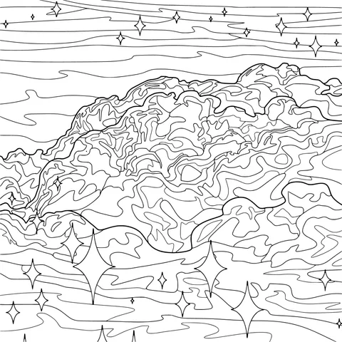 梦幻山峦与星空