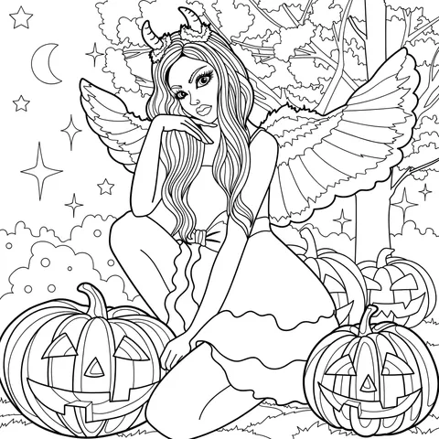 Halloween Fairy and Pumpkins