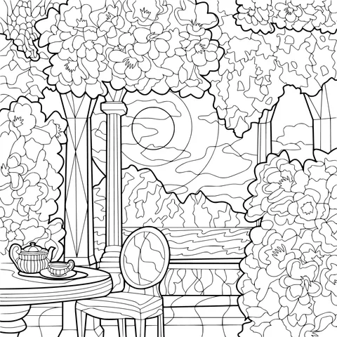 Seaview Resting Place Surrounded by Blooming Flowers