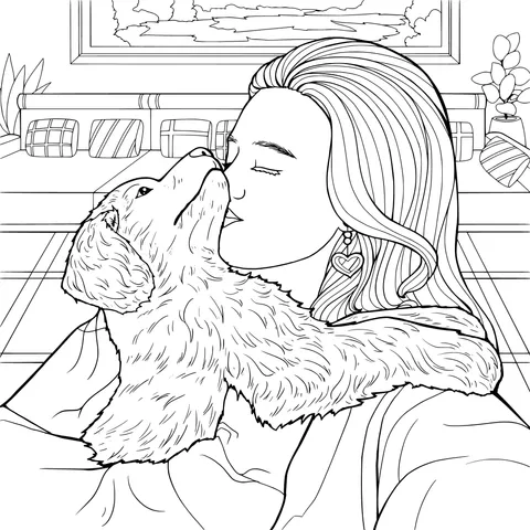 Intimate Moment Between a Woman and Her Dog