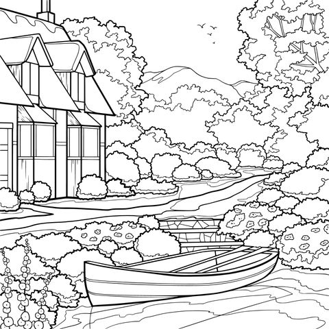 Cottage by the Pastoral Lake