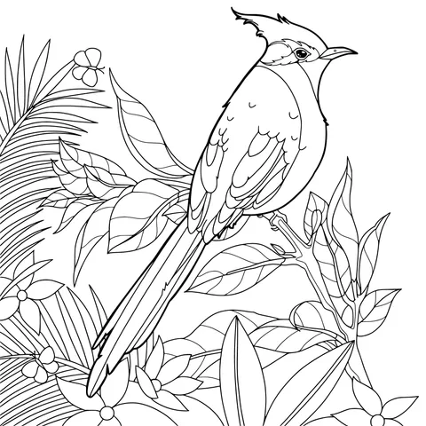 Colorful bird perched on a flower - laden branch