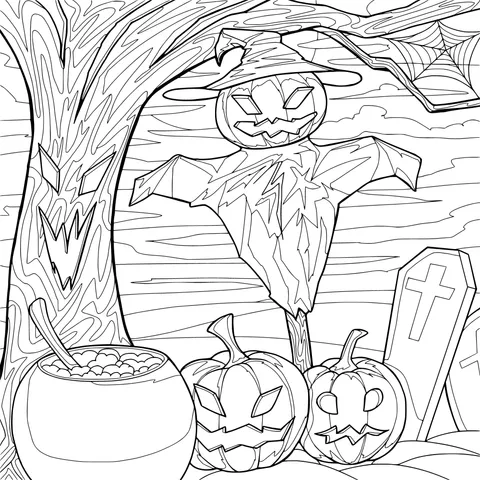 Halloween Scene Illustration