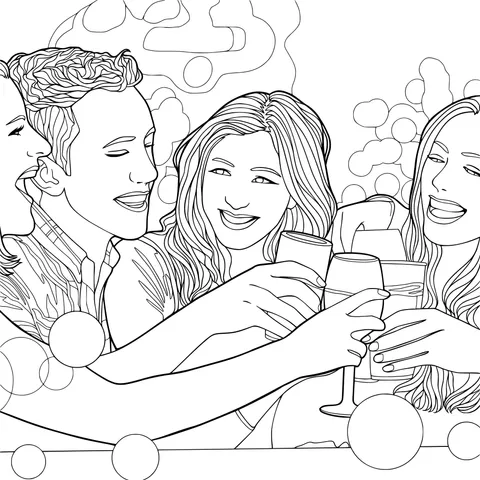 Joyful moment of friends toasting