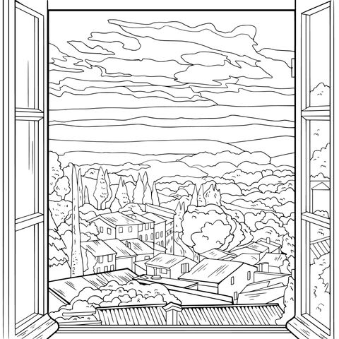 窓の外の田舎の景色