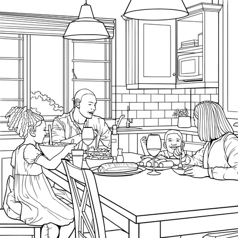 Family dinner in the kitchen