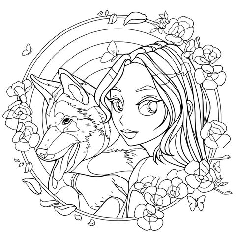 女の子と犬の暖かい付き合い