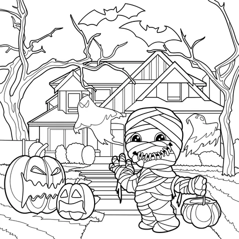 Halloween Ghosts and Pumpkins