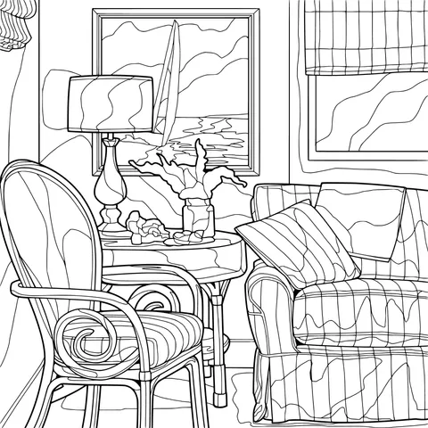 A Cozy Living Room with a Seaside Style