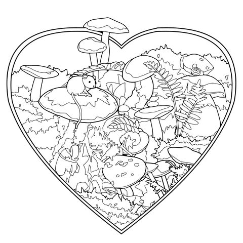 Adventure in the Mushroom Forest within a Heart