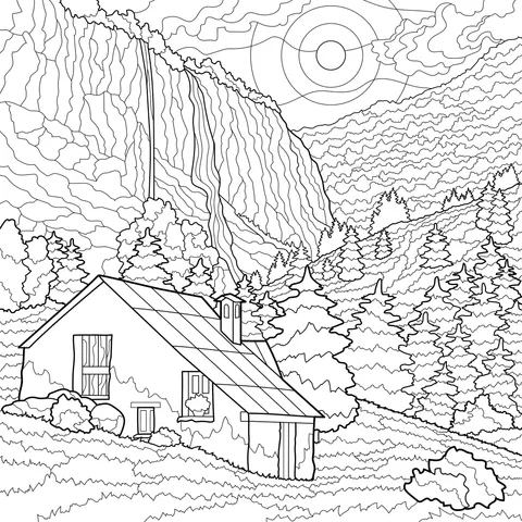 Beautiful Scenery of a Mountain Cottage