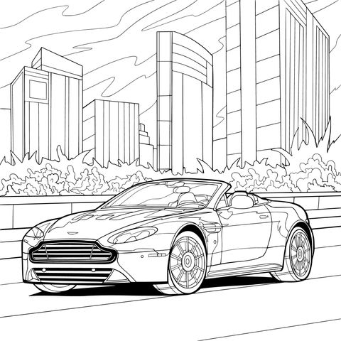 都市の青いオープンカー