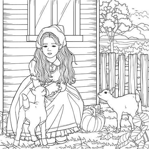 Girl in a pink dress feeding lambs