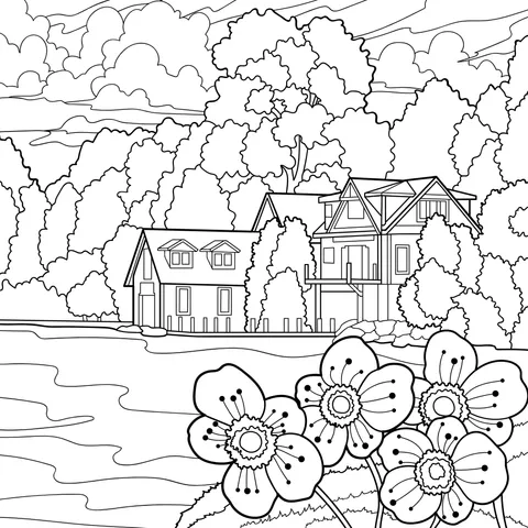Cozy Cottage by the Autumn Lake