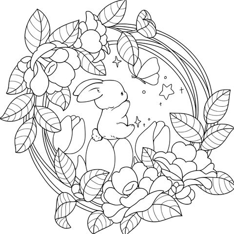 花の中のウサギ