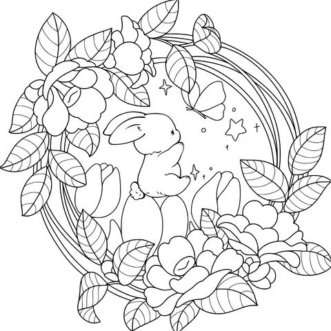 Bunny in the Flower Bed