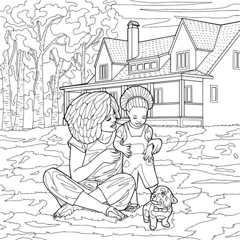 Warm moment of mother and child in the courtyard
