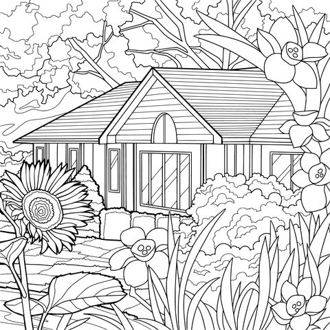 Uma Cabana Rodeada de Flores