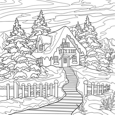 冬日雪中小屋