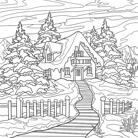 A Cottage in the Winter Snow