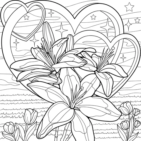 Scene of Lilies and Hearts
