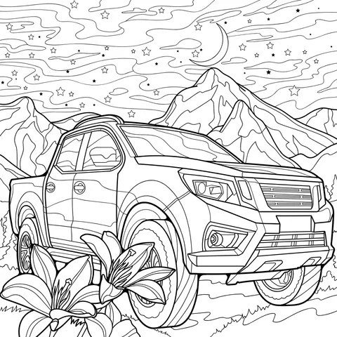 Blue Pickup Truck in the Mountains