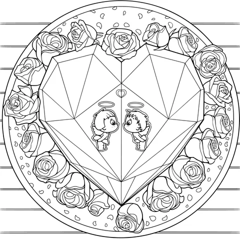 Heart - shaped Pattern Surrounded by Cupids