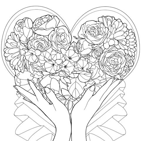 Heart - shaped Bouquet Held by Hands