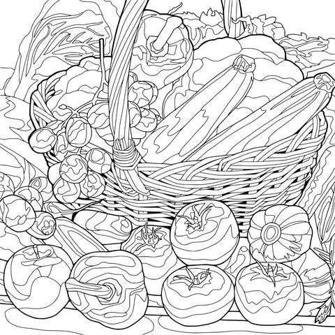 A Basket of Colorful Fruits and Vegetables