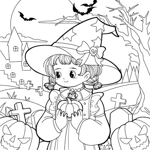 ハロウィンの小さな魔女