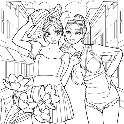 Fashionable Girlfriends on the Street
