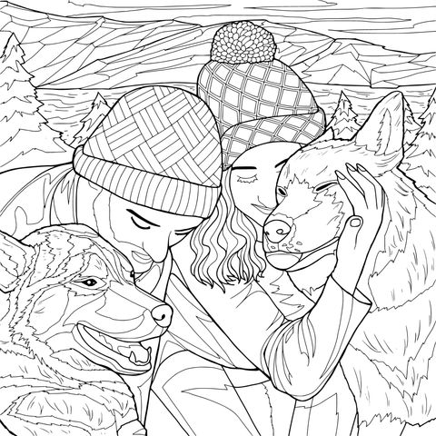 Warm moment with pets outdoors