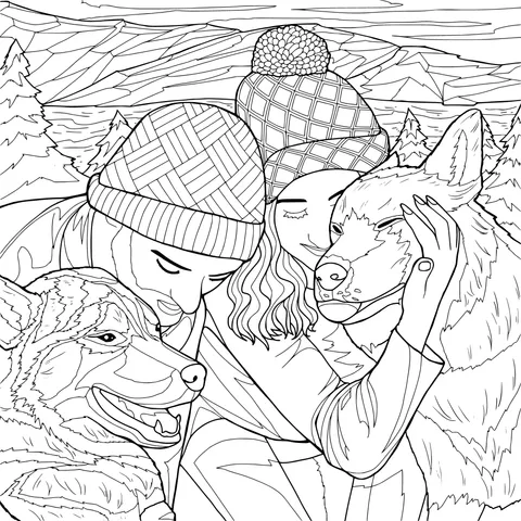 Warm moment with pets outdoors