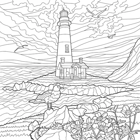 Lighthouse and Scenery at Dusk
