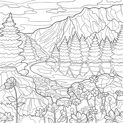 Beautiful Scenery by the Mountain - side Lake