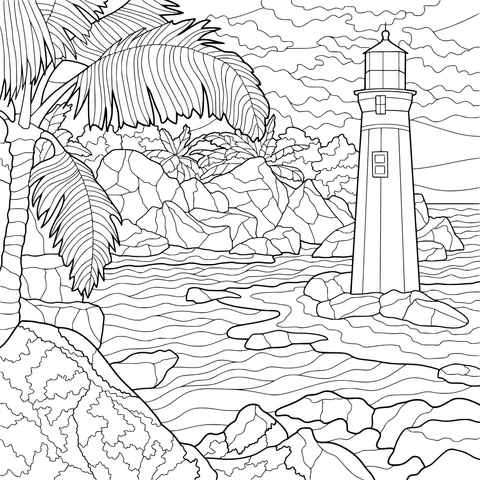 Scenery of a Seaside Lighthouse