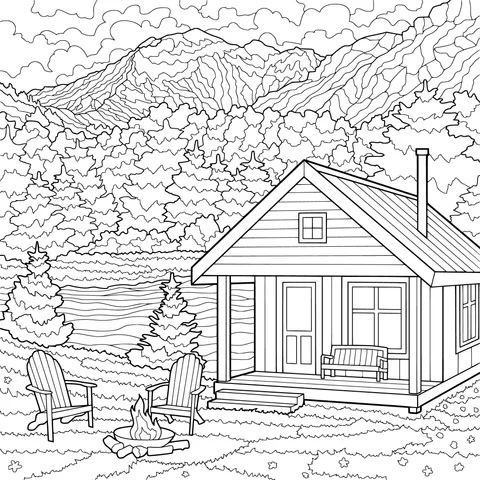 Cabin by the Mountain - forest and Lake