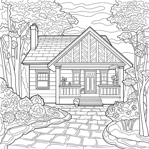 Cottage in the Autumn Forest