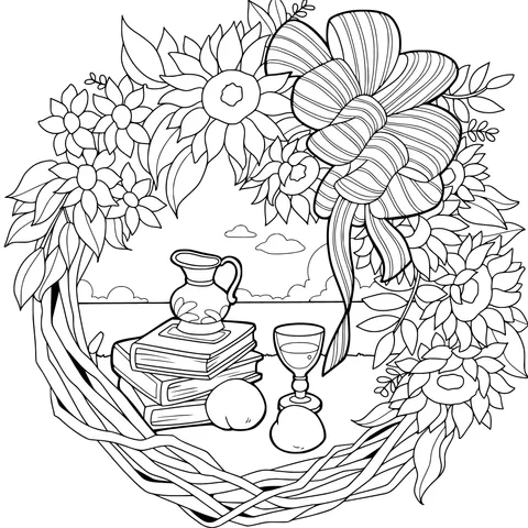 Leisurely Scene in a Flower Basket